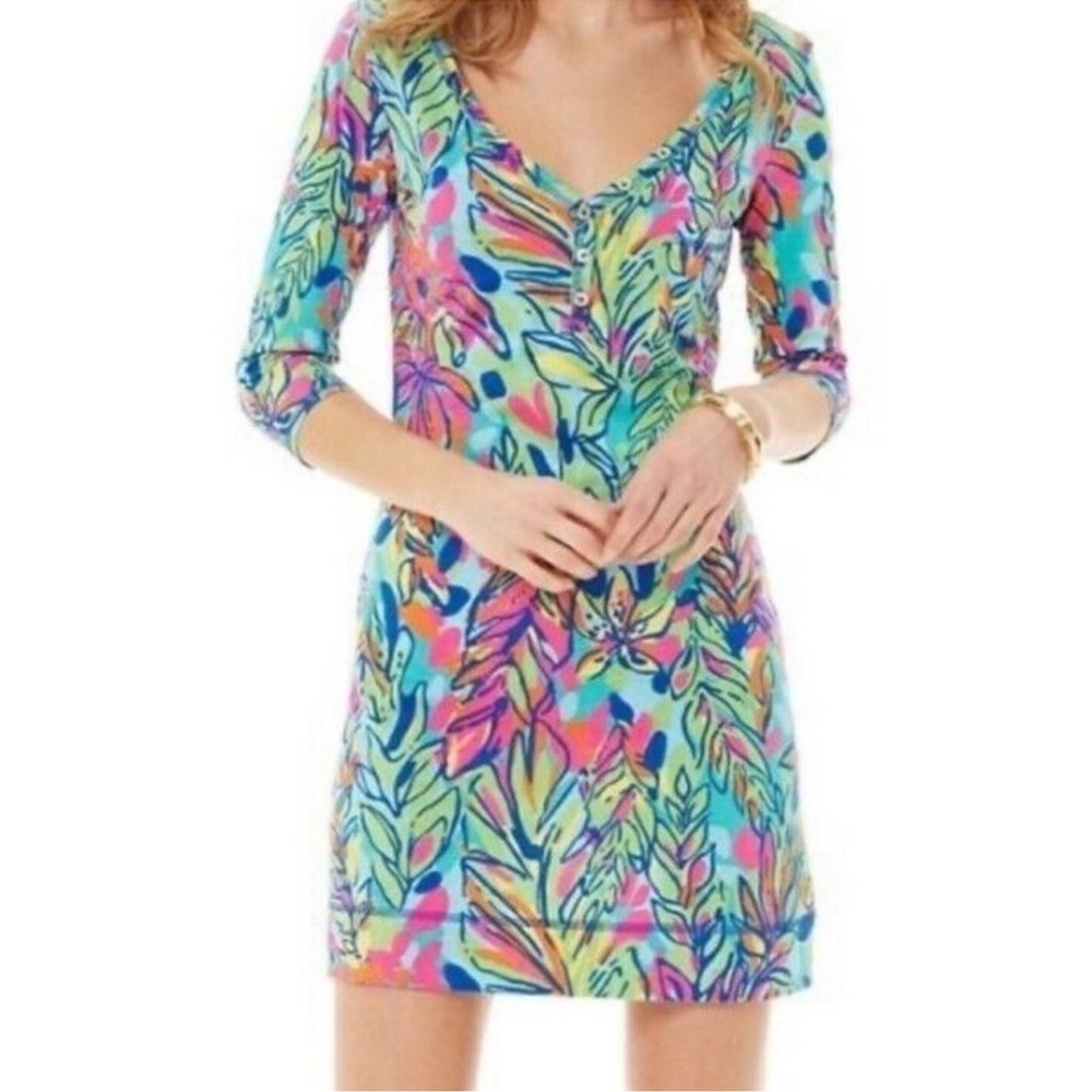 Lilly Pulitzer Palmetto Dress Multi Hot Spot Pima Cotton